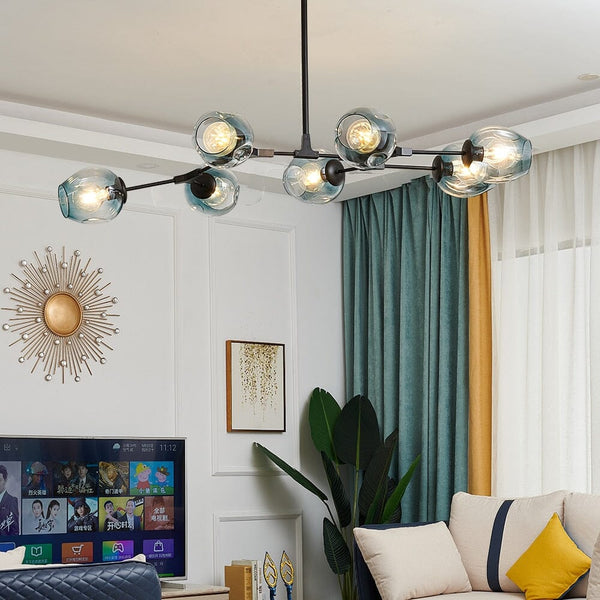 Nordic Glass LED Chandeliers Modern Indoor Ceiling Chandeliers Living Room Deco Lighting Lustre Home Fixtures Loft Hanging Lamps Simply Light Fixtures 